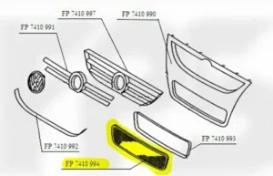 Решітка в бампері Volkswagen Touareg 2007-2009 середня чорна, FP 7410 994